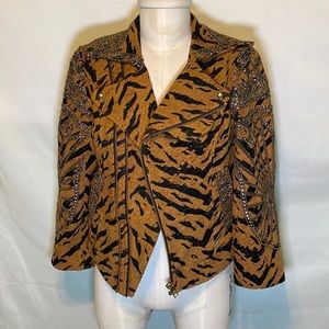 New Romantics by Free People heavily beaded blanket biker jacket size M